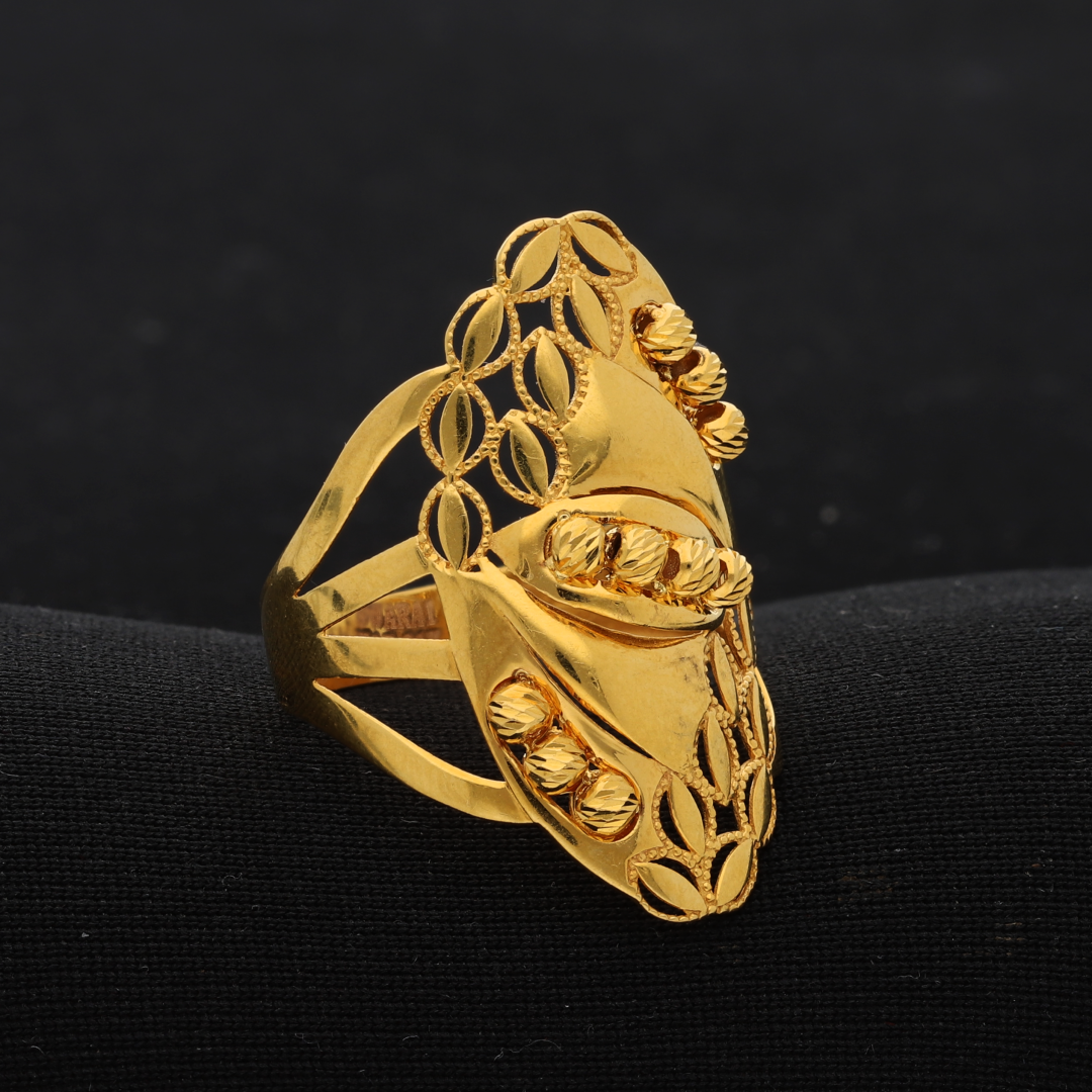 Gold Solitaire Stud Design Ring 21KT - FKJRN21K8847