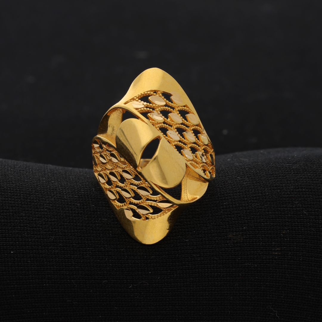 Gold Amory Stud Design Ring 21KT - FKJRN21K8848