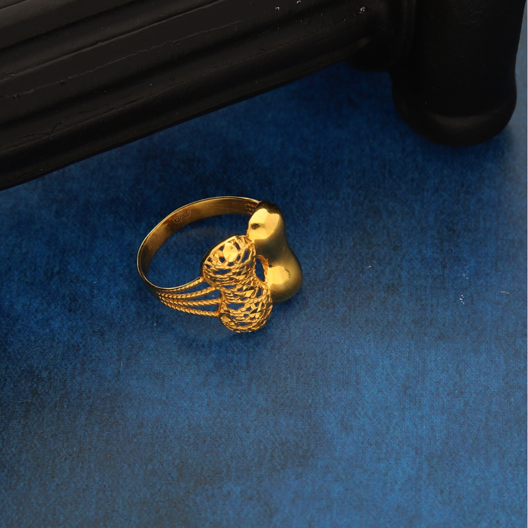 Gold Nuts Stud Design Ring 21KT - FKJRN21K8849