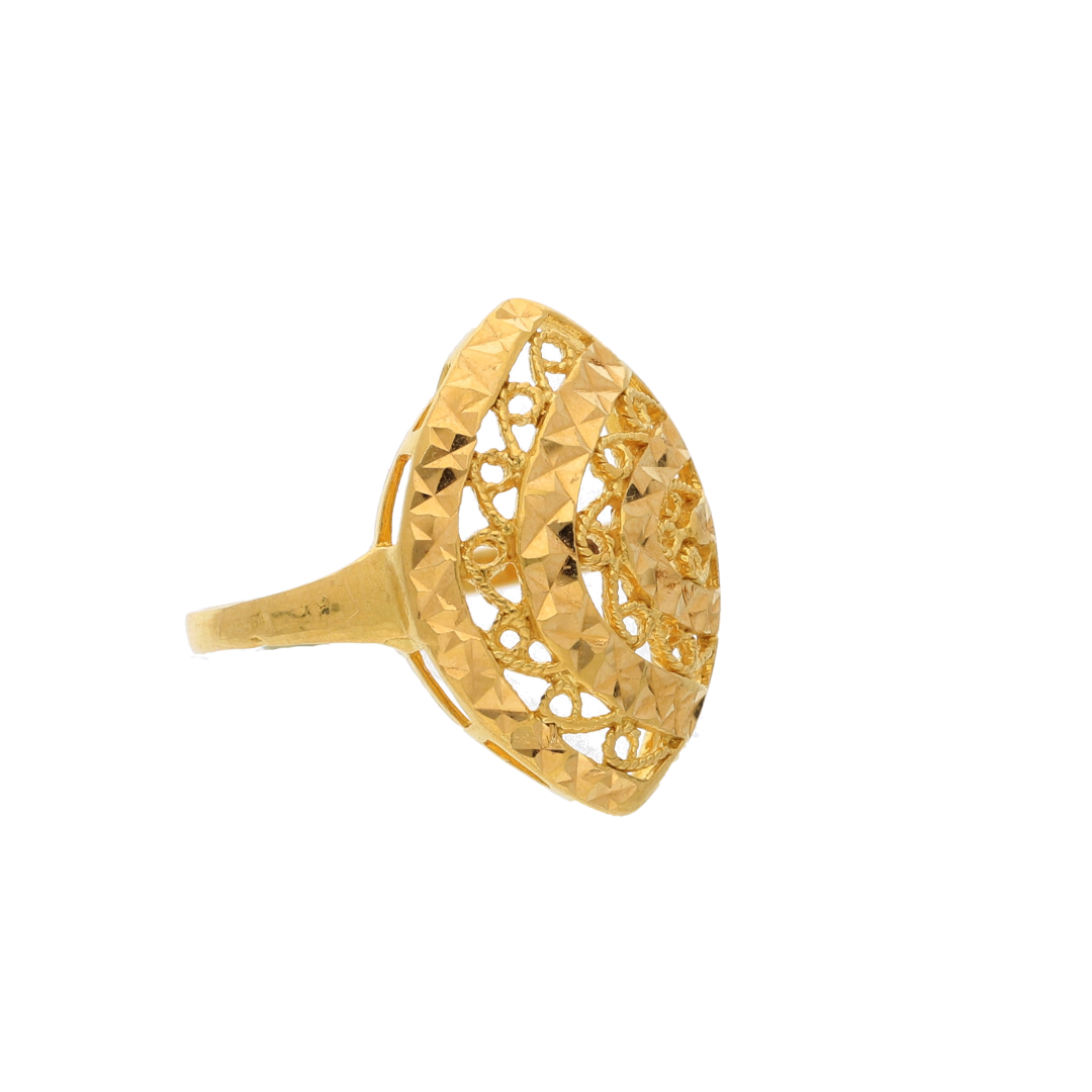 Gold Hollow Solitaire Design Ring 21KT - FKJRN21K8851