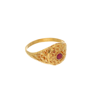 Gold Filigree Design Ring 21KT - FKJRN21K8856