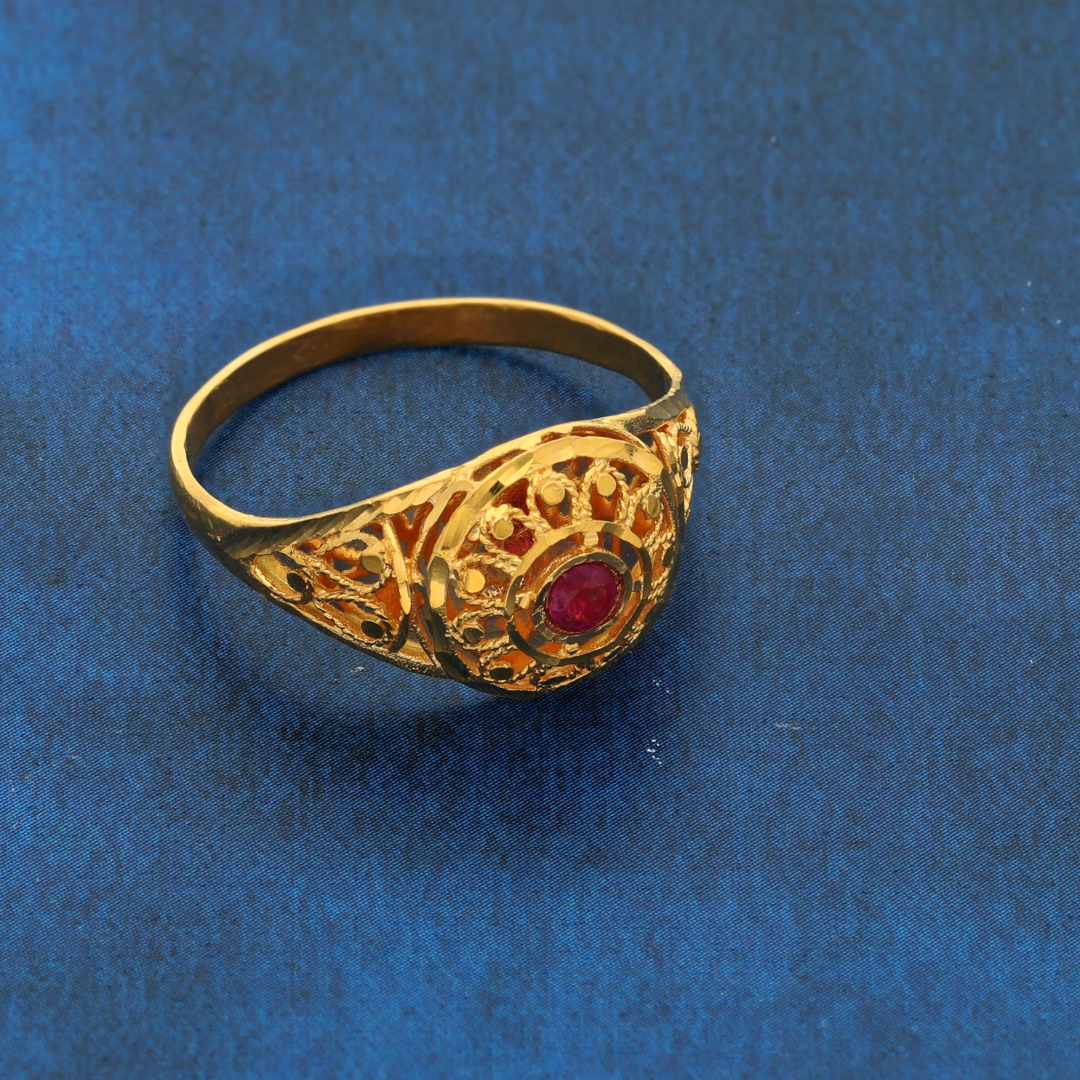 Gold Filigree Design Ring 21KT - FKJRN21K8856