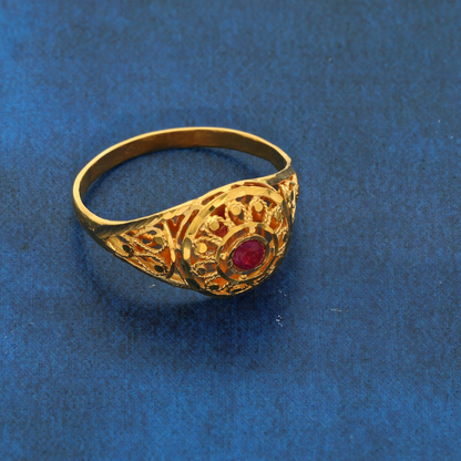 Gold Filigree Design Ring 21KT - FKJRN21K8856