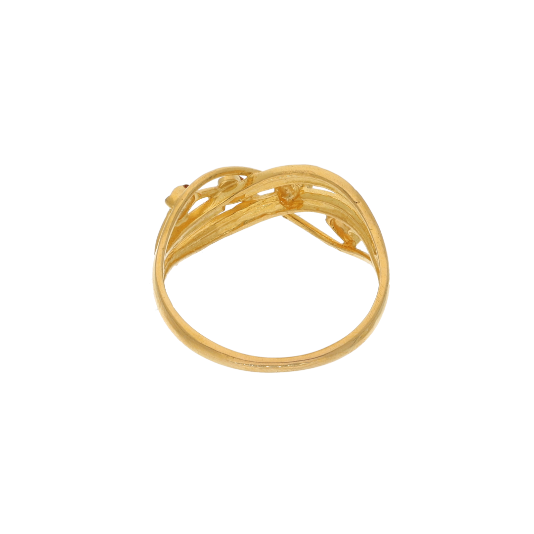 Gold Wave Heart Design Ring 21KT - FKJRN21K8860