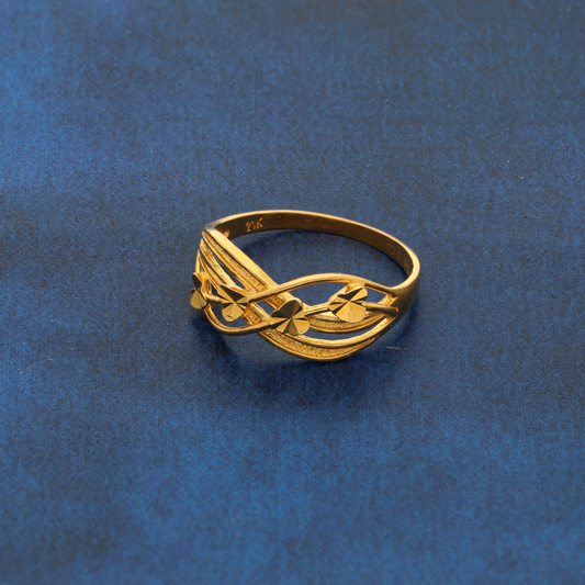 Gold Wave Heart Design Ring 21KT - FKJRN21K8860