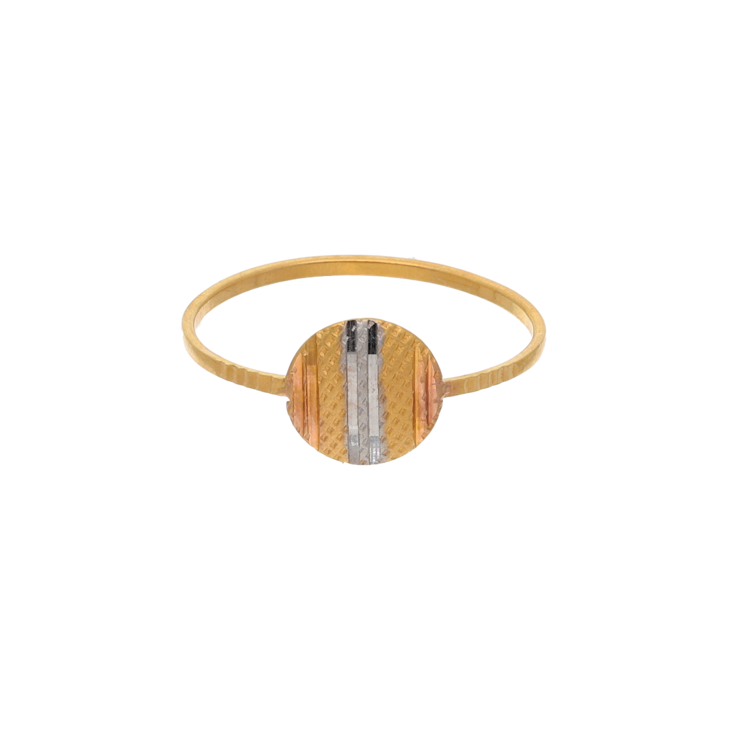 Gold Zirconium Round Design Ring 21KT - FKJRN21K8863