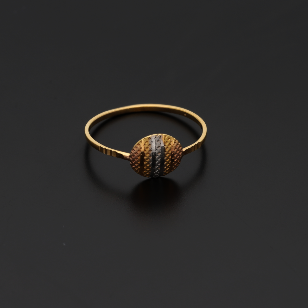 Gold Zirconium Round Design Ring 21KT - FKJRN21K8864