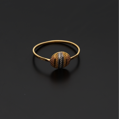 Gold Zirconium Round Design Ring 21KT - FKJRN21K8864