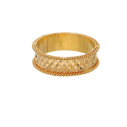 Gold Reflective Crossed Design Ring 21KT - FKJRN21K8865