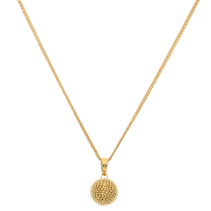 Gold Round Stud Shaped Pendant Set (Necklace, Earrings and Ring) 18KT - FKJNKLST18K8919