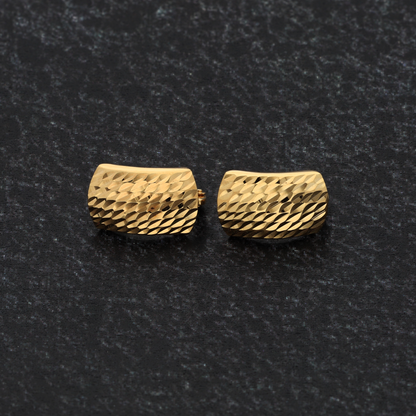 Gold Hammered Marquise Clip Earrings 18KT - FKJERN18K8926