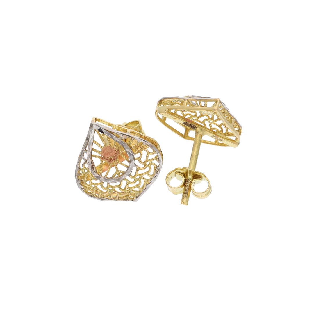 Gold Stylish Loop Design Clip Earrings 18KT - FKJERN18K8938