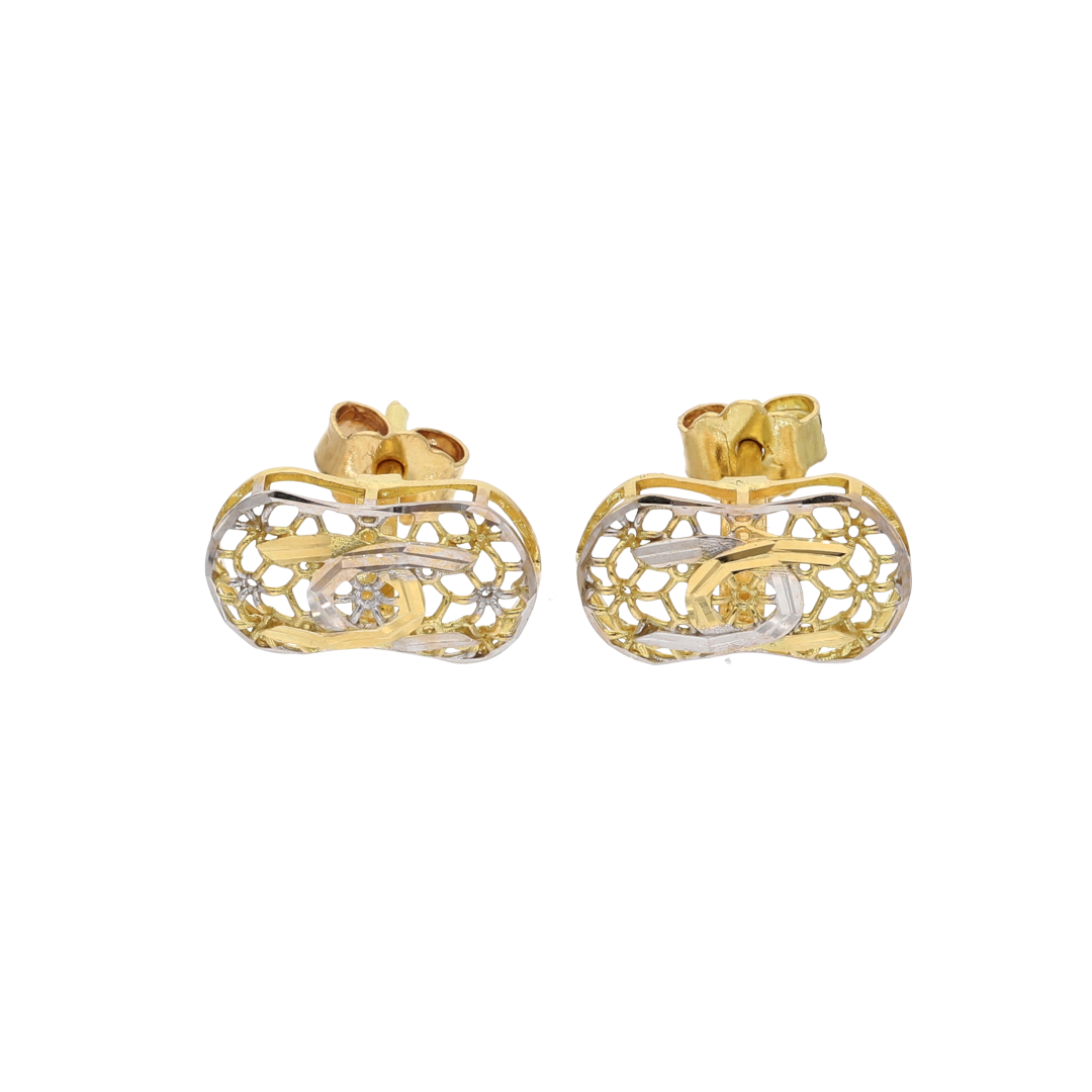 Gold Hammer Shaped Design Clip Earrings 18KT - FKJERN18K8939