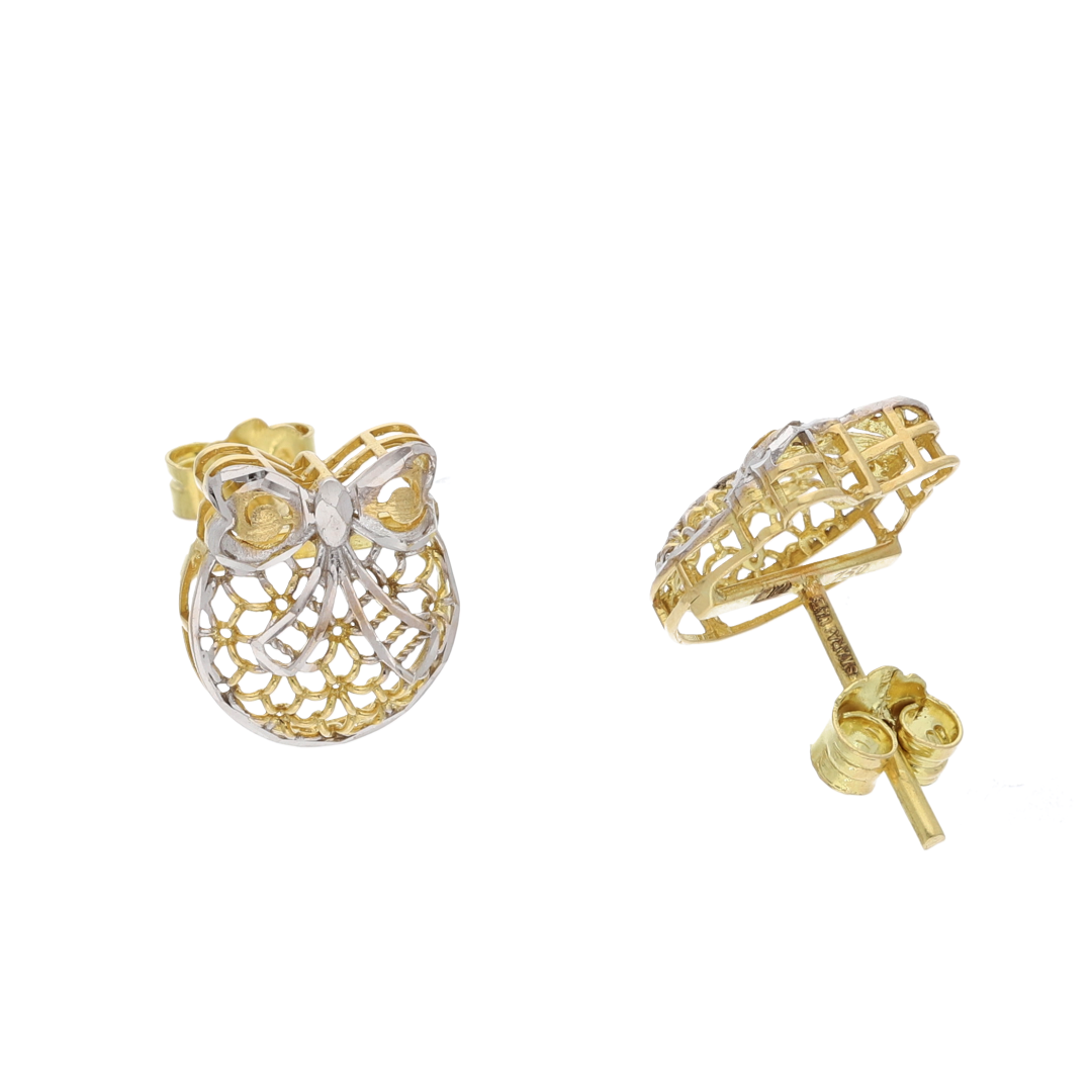 Gold Cute Owl Stud Clip Earrings 18KT - FKJERN18K8935