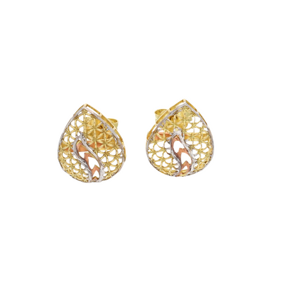 Gold Drop Shaped Design Clip Earrings 18KT - FKJERN18K8940