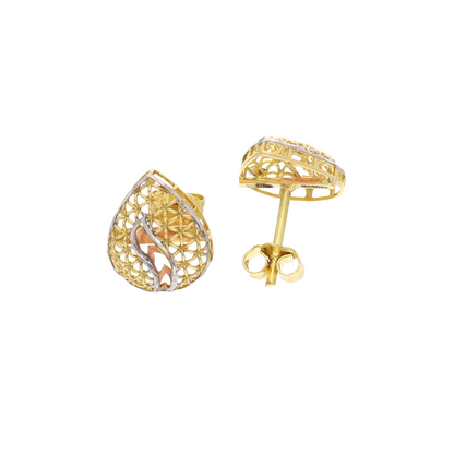 Gold Drop Shaped Design Clip Earrings 18KT - FKJERN18K8940