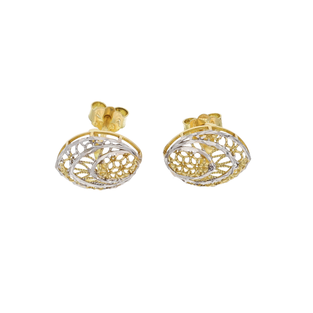 Gold Oval Stylish Loop Design Clip Earrings 18KT - FKJERN18K8943