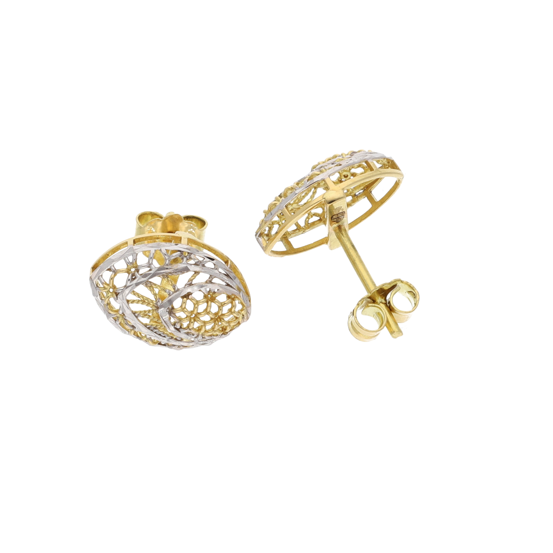Gold Oval Stylish Loop Design Clip Earrings 18KT - FKJERN18K8943