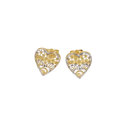 Gold Heart Shaped Stud Clip Earrings 18KT - FKJERN18K8936