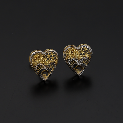 Gold Heart Shaped Stud Clip Earrings 18KT - FKJERN18K8936