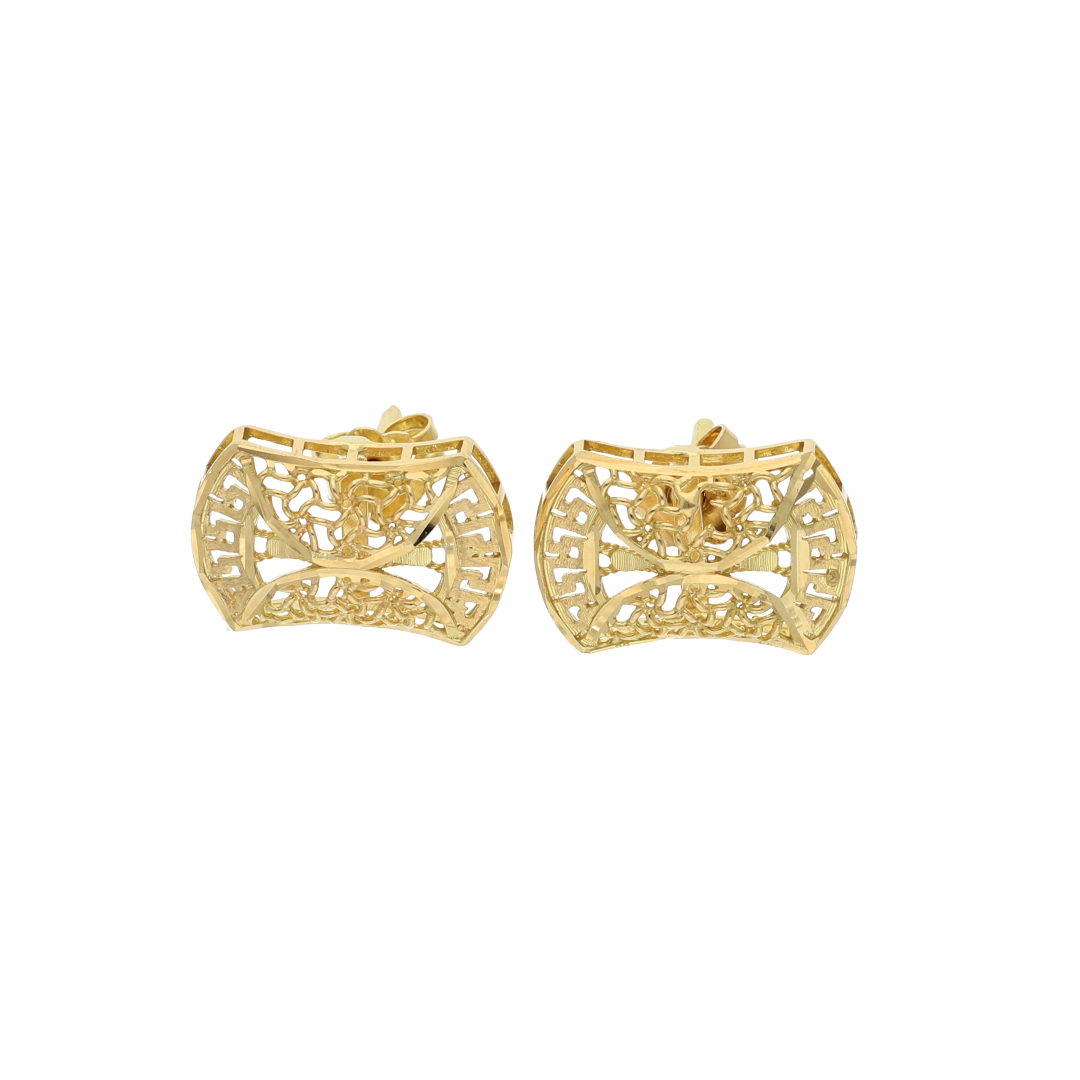 Gold Hammer Shaped Stud Clip Earrings 18KT - FKJERN18K8937