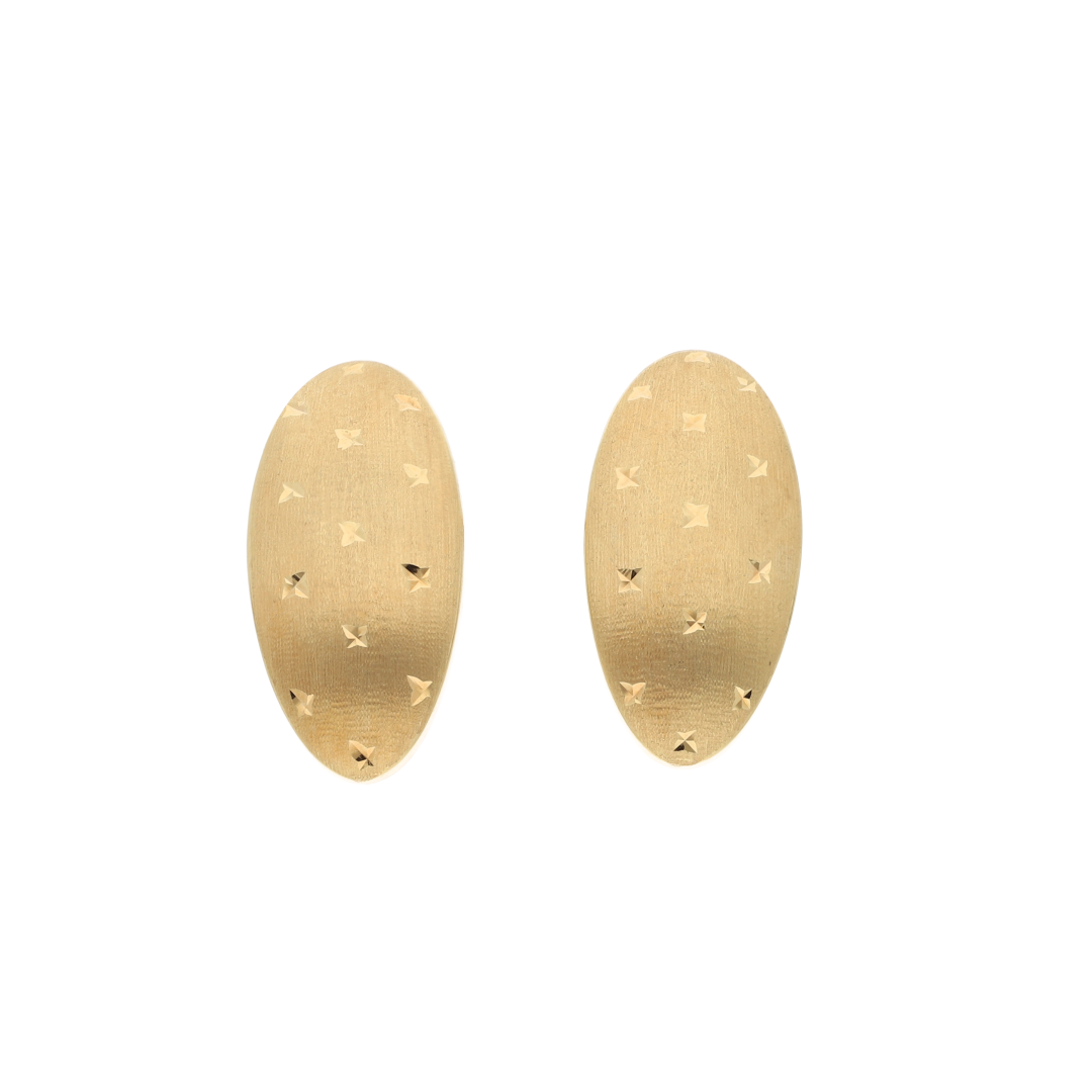 Gold Oval Shaped Stud Earrings 18KT - FKJERN18K8951