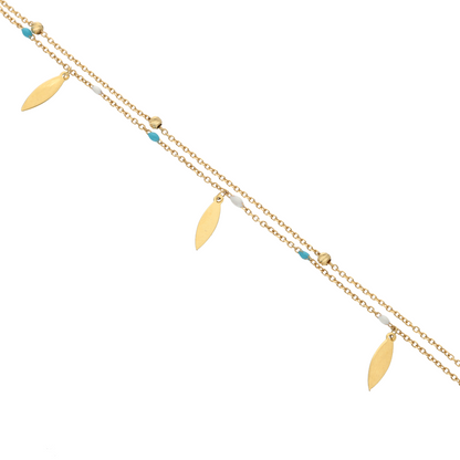 Gold Hanging Leaf Shaped Anklet 18KT - FKJANKL18K9033