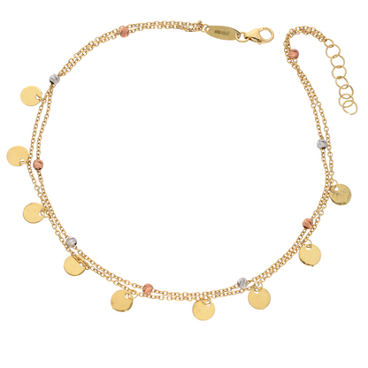 Gold Hanging Coins Shaped Anklet 18KT - FKJANKL18K9031