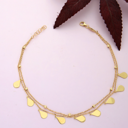 Gold Hanging Pear Shaped Anklet 18KT - FKJANKL18K9032