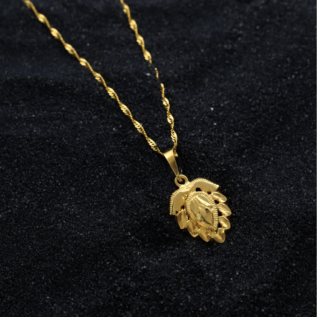 Gold Leaf Shaped Stud Necklace 18KT - FKJNKL18K8953