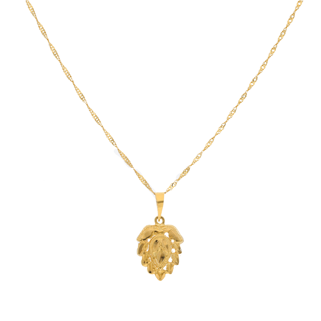 Gold Leaf Shaped Stud Necklace 18KT - FKJNKL18K8953