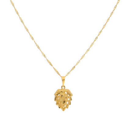 Gold Leaf Shaped Stud Necklace 18KT - FKJNKL18K8953