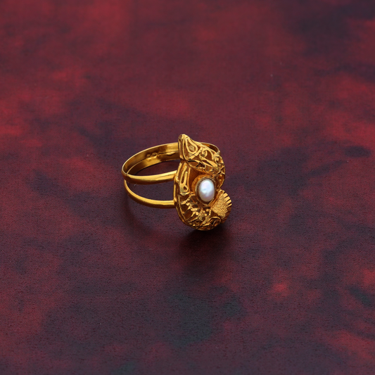 Gold Filigree Design Ring 21KT - FKJRN21K9038