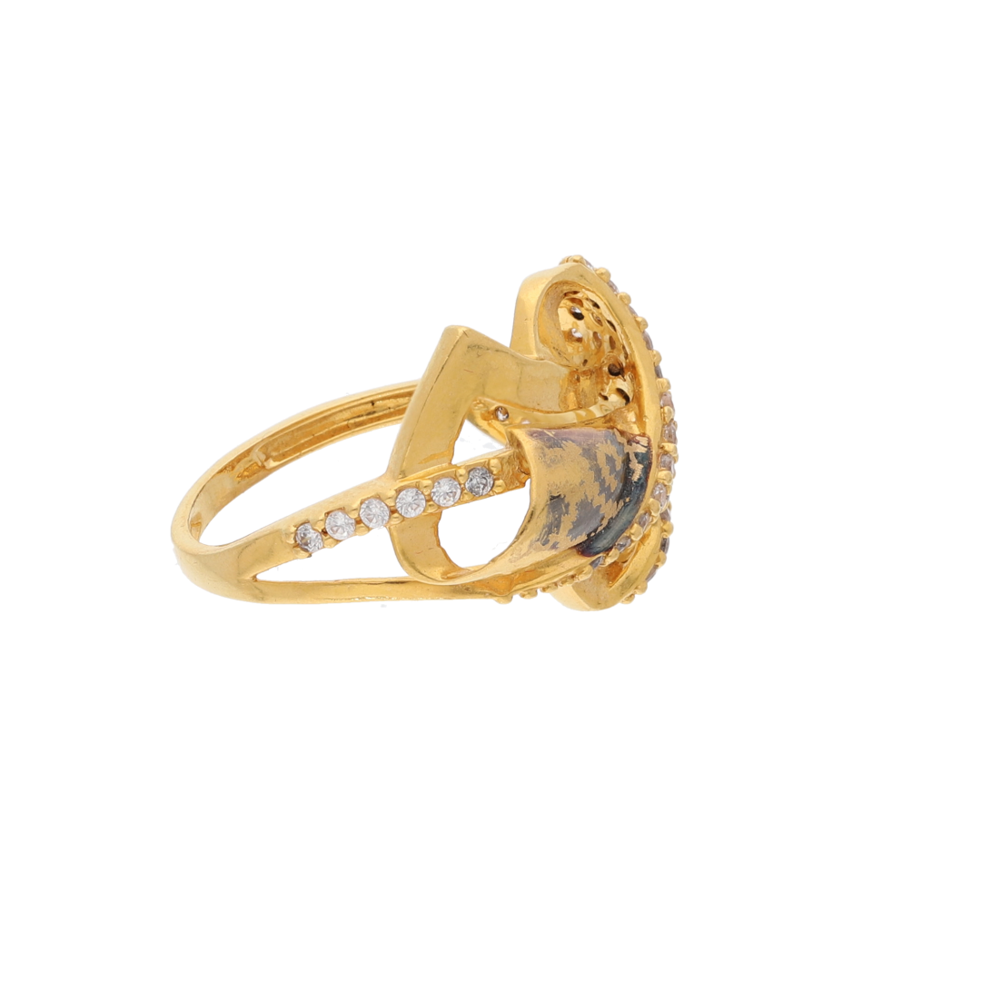 Gold Voylla Flower Stem Design Ring 21KT - FKJRN21K9040