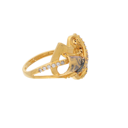 Gold Voylla Flower Stem Design Ring 21KT - FKJRN21K9040