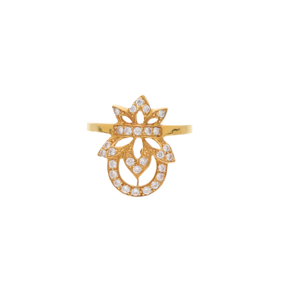 Gold Crown Flower Design Ring 21KT - FKJRN21K9041