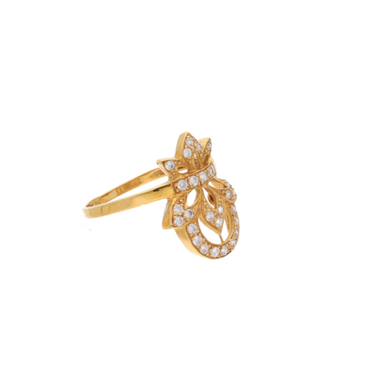 Gold Crown Flower Design Ring 21KT - FKJRN21K9041