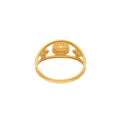 Gold CZ Round Flower in Ring 21KT - FKJRN21K9043