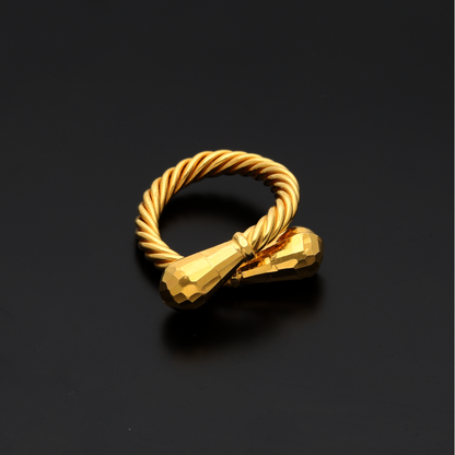 Gold Twisted Design Ring 21KT - FKJRN21K9044