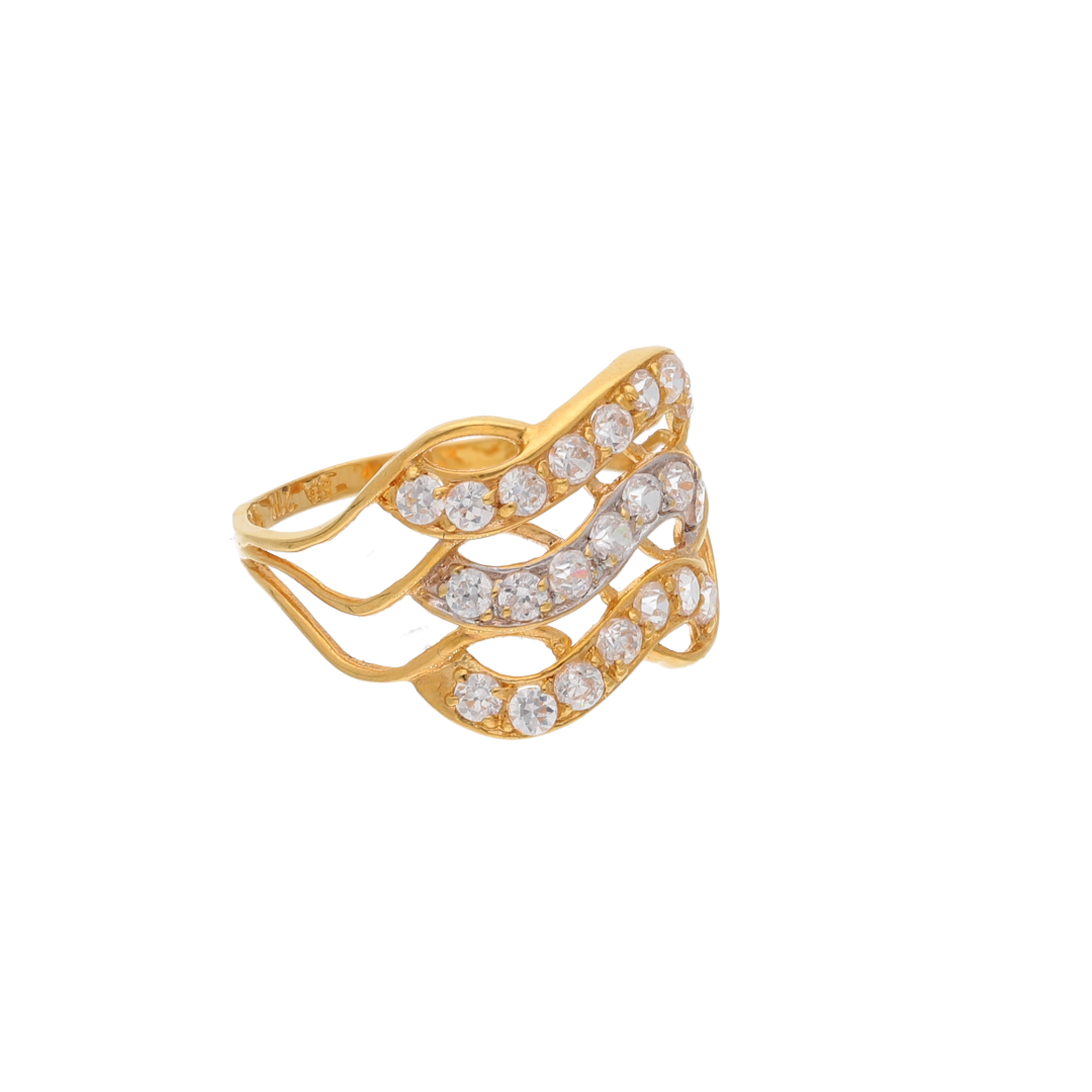 Gold Gleaming Lines Design Ring 21KT - FKJRN21K9036