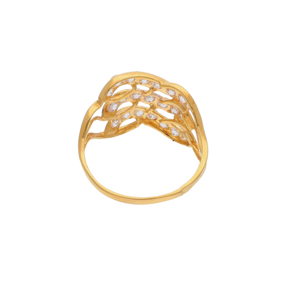 Gold Gleaming Lines Design Ring 21KT - FKJRN21K9036