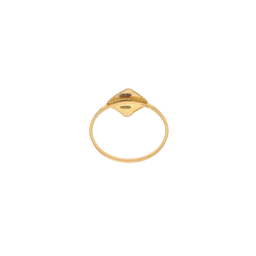 Gold Zirconium Square Design Ring 21KT - FKJRN21K9049