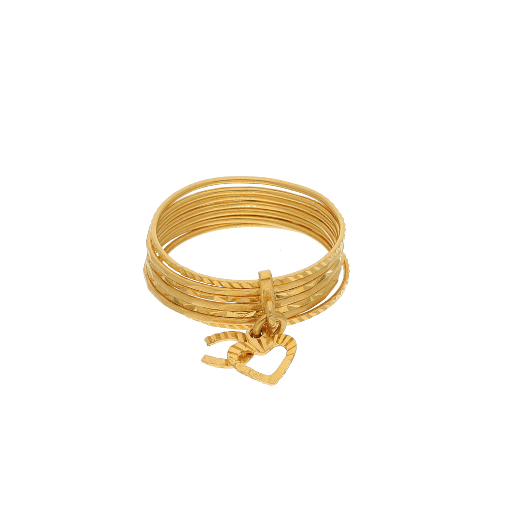 Gold Heart Horseshoe Design Ring 21KT - FKJRN21K9050