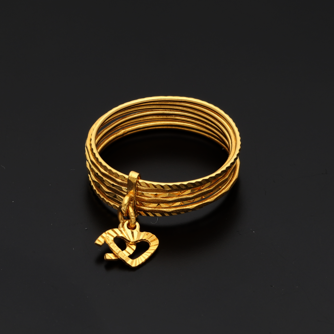 Gold Heart Horseshoe Design Ring 21KT - FKJRN21K9050