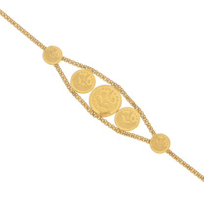 Gold Coin Shaped Bracelet 21KT - FKJBRL21K9057