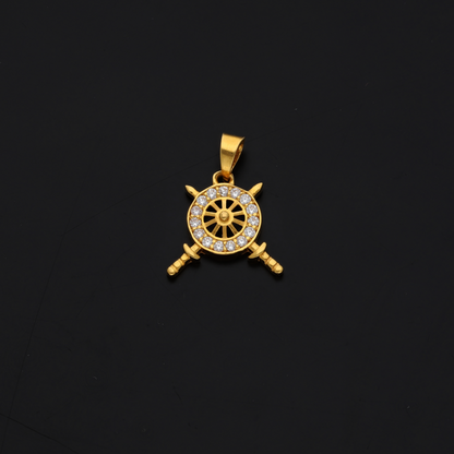 Gold Streeing Wheels Shaped Pendant 22KT - FKJPND22K9060