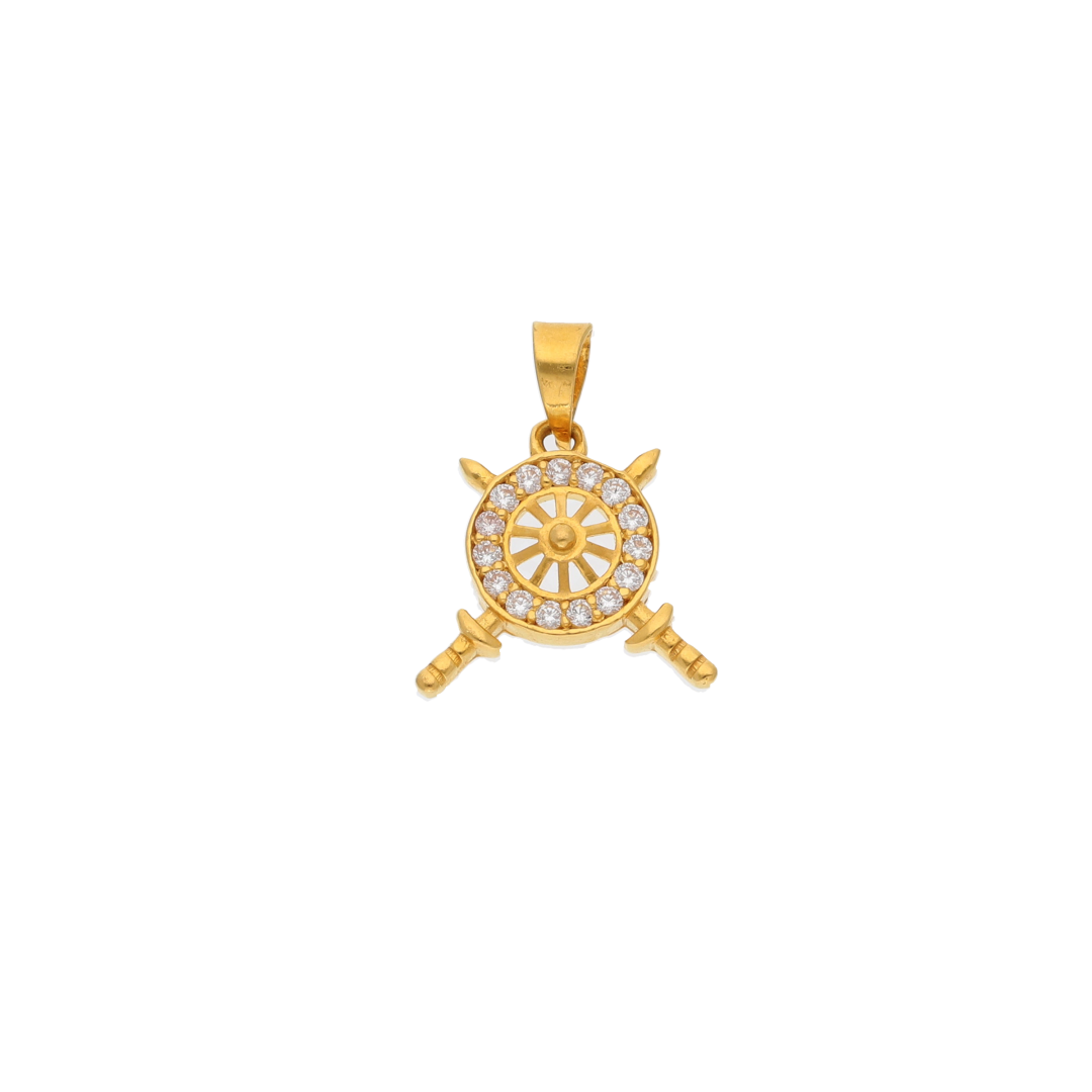 Gold Streeing Wheels Shaped Pendant 22KT - FKJPND22K9060