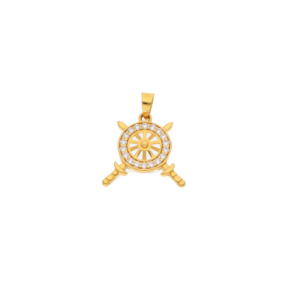 Gold Streeing Wheels Shaped Pendant 22KT - FKJPND22K9062