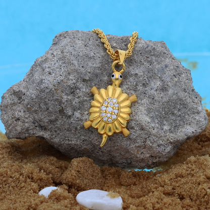 Gold Necklace (Chain with Classic Turtle Shaped Pendant) 22KT - FKJNKL22K9059