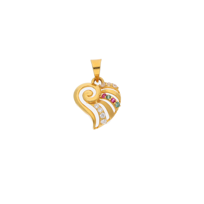 Gold Stylish Heart Shaped Pendant 22KT - FKJPND22K9065